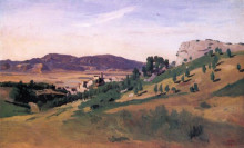 Копия картины "олевано, город и скалы" художника "коро камиль"