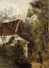 Копия картины "люзанси. дорога через лес" художника "коро камиль"