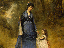 Картина "мадам стампф и её дочь" художника "коро камиль"