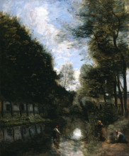 Копия картины "жизор, река в окружении деревьев" художника "коро камиль"