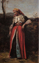 Репродукция картины "задумчивая женщина востока" художника "коро камиль"
