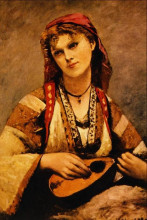 Копия картины "кристина нильсон (цыганка с мандолиной)" художника "коро камиль"