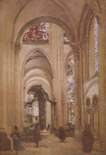 Репродукция картины "интерьер собора святого этьена" художника "коро камиль"