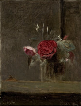 Репродукция картины "розы в стакане" художника "коро камиль"