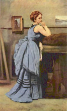 Репродукция картины "женщина в синем" художника "коро камиль"