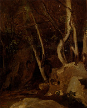 Копия картины "в чивита-кастеллана, лесистые скалы" художника "коро камиль"