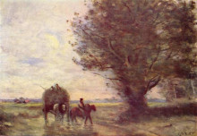 Репродукция картины "сено" художника "коро камиль"