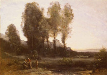Картина "монастырь за деревьями" художника "коро камиль"