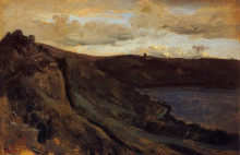 Картина "река тибр, окруженная холмами" художника "коро камиль"
