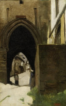 Копия картины "dinan, a gate of the town" художника "коро камиль"