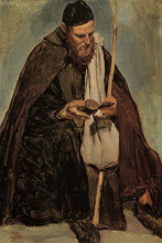 Копия картины "итальянский монах читает" художника "коро камиль"