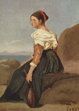 Картина "женщина с мандолиной" художника "коро камиль"