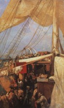 Репродукция картины "на палубе парохода" художника "коровин константин"
