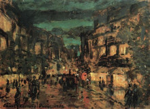 Репродукция картины "ночная улица. париж" художника "коровин константин"
