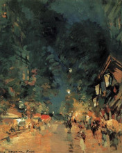 Репродукция картины "ницца. улица ночью" художника "коровин константин"