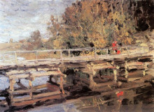 Репродукция картины "осень. на мосту" художника "коровин константин"