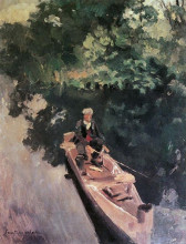 Репродукция картины "в лодке" художника "коровин константин"