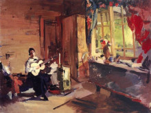 Репродукция картины "девушка с гитарой" художника "коровин константин"
