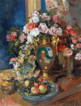 Копия картины "натюрморт. розы" художника "коровин константин"