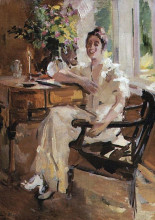 Репродукция картины "дама в кресле" художника "коровин константин"
