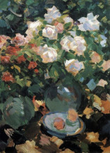 Копия картины "розы в голубых кувшинах" художника "коровин константин"