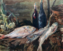 Копия картины "натюрморт с рыбами" художника "коровин константин"