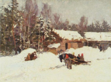Репродукция картины "зимний пейзаж" художника "коровин константин"