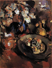 Копия картины "натюрморт с фруктами и бутылкой" художника "коровин константин"