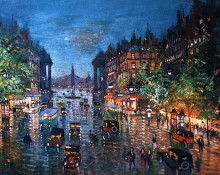 Репродукция картины "парижский бульвар" художника "коровин константин"