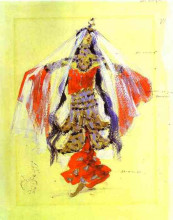 Картина "танцовщица. эскиз костюма для оперы а. рубинштейна" художника "коровин константин"
