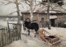 Репродукция картины "зимой" художника "коровин константин"