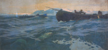 Репродукция картины "ловля рыбы на мурманском море" художника "коровин константин"