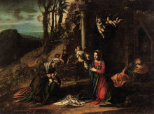 Копия картины "поклонение младенцу христу" художника "корреджо"