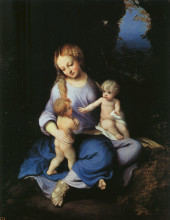 Картина "мадонна с младенцем и маленьким иоанном крестителем" художника "корреджо"