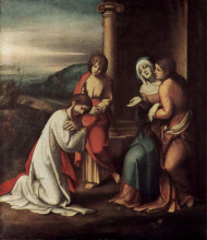 Репродукция картины "прощание христа с матерью, марфой и марией" художника "корреджо"