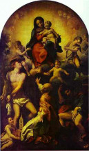 Копия картины "мадонна с младенцем и св.себастьян" художника "корреджо"