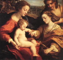 Копия картины "мистическое обручение святой екатерины " художника "корреджо"