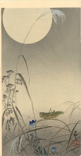 Репродукция картины "grasshoper and fool moon" художника "косон охара"