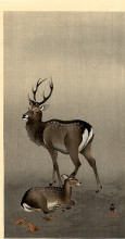Копия картины "stag and recumbent doe" художника "косон охара"