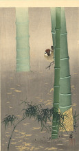 Копия картины "tree sparrow and bamboo" художника "косон охара"