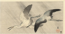 Копия картины "two herons in flight" художника "косон охара"