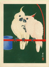 Копия картины "two white cockatoos on a red bar" художника "косон охара"