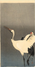 Репродукция картины "two white cranes" художника "косон охара"
