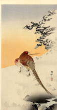 Репродукция картины "pheasants on the snow" художника "косон охара"