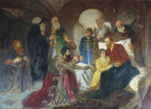 Репродукция картины "prince dmitry pozharsky patient receives ambassadors in moscow" художника "котарбинский вильгельм"
