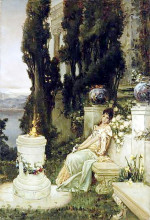 Копия картины "a lady on a marble bench in ancient rome" художника "котарбинский вильгельм"