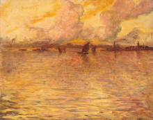 Картина "seascape with venice in the distance" художника "котте шарль"