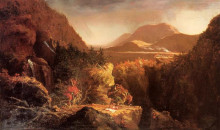 Репродукция картины "landscape with figures a scene from the last of the mohicans" художника "коул томас"