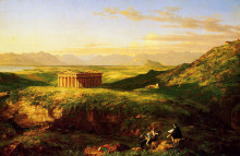 Копия картины "the temple of segesta with the artist sketching" художника "коул томас"