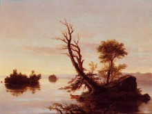 Картина "american lake scene" художника "коул томас"